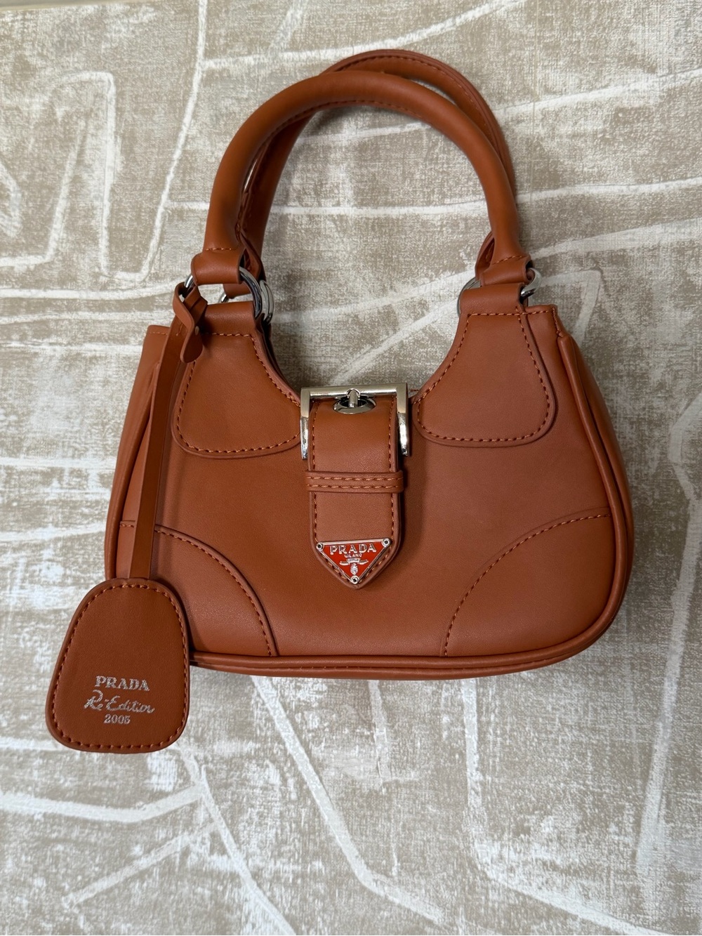 Prada Tan Leather Mini Top-Handle Bag